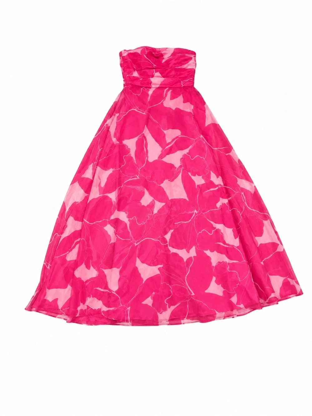 NWT Donna Karan New York Printed Strapless Floral Maxi Ball Flowy Gown_9